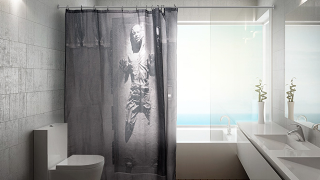 Illustration for article titled Han Solo Frozen In Carbonite Shower Curtain: Don't Worry, He Can't See